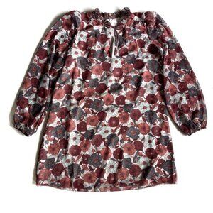 Wilfred Long Sleeve Large Print Red, Pink, and White Floral Dress - S